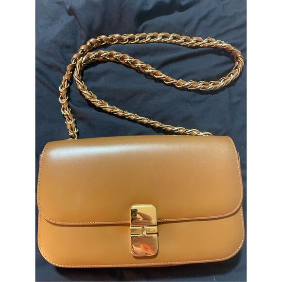 A.P.C. Tan Shoulder Bag with Gold Chain - Picture 2 of 5